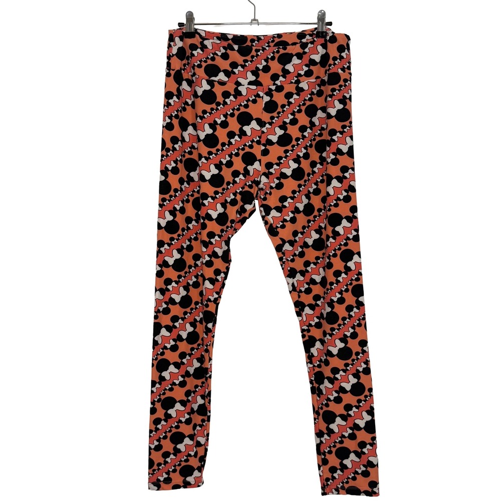 LuLaRoe Disney Leggings Womens Tall & Curvy Orange Mickey Minnie Bows